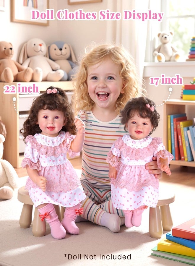 BABESIDE مجموعة ملابس وإكسسوارات دمى الأطفال حديثي الولادة من بيبي سايد، 5 قطع، مناسبة للدمى من 17 إلى 22 بوصة، تتضمن فستانًا وجوارب وحفاضات قابلة لإعادة الاستخدام ومشابك شعر على شكل وردة وردية لدمى الأطفال الواقعية للبنات. - Image 5